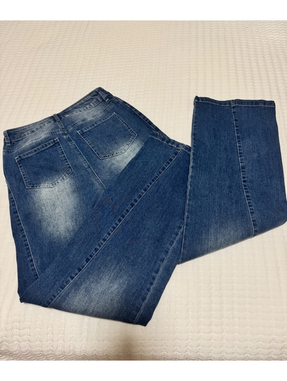 Medium Blue Denim Jeans with Faded Wash